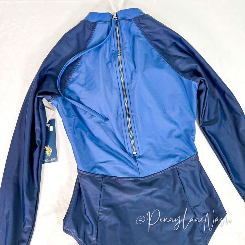 NWT US Polo Assn Palm Beach Rash Guard Zip Back Size Small - Picture 9 of 13